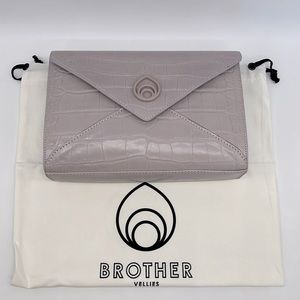 Brother Vellies Love Letter Croc-Embossed Leather Envelope Clutch Lavender